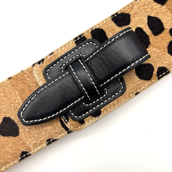 Vtg Barbara Bui Paris K6927 Leather Calf Hair Jaguar Print Wide Waist Belt 32\